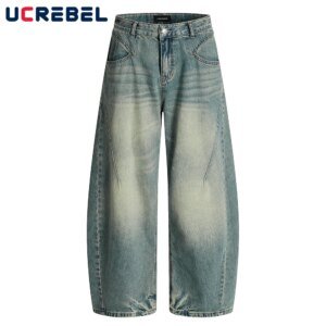 Gewassen Distressed Spliced Jeans Heren Retro High Street Losse Wijde Pijpen Pocket Denim Banaan Broek Heren - AliExpress 200000343
