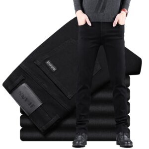 Lente Herfst Nieuwe heren Puur Zwarte Slanke Jeans Elastische Rechte Broek Zakelijke Mode Vrije tijd Koreaanse Vintage Denim Broek Mannelijke - AliExpress 200000343