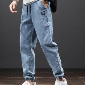 Lente Zomer Zwart Blauw Cargo Jeans Mannen Streetwear Denim Jogger Broek Mannen Baggy Harem Jean Broek Plus Size - AliExpress 200000343