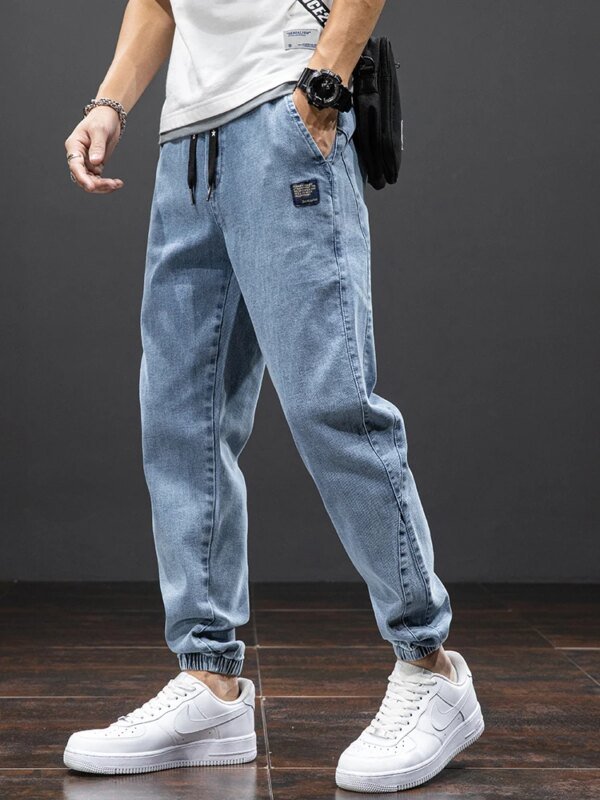 Lente Zomer Zwart Blauw Cargo Jeans Mannen Streetwear Denim Jogger Broek Mannen Baggy Harem Jean Broek Plus Size - AliExpress 200000343
