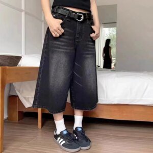 Mia Muse Damesjeans 2025, Zomer Casual Denim Natuurlijke taille Gebleekt onder de knie A-lijn High Street Jeans - AliExpress 200000345