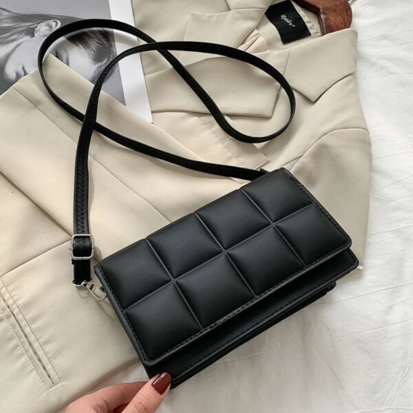 Nieuwe effen kleur mode schouderhandtassen vrouwelijke reistas geruite kleine PU lederen crossbody tassen voor dames - AliExpress 1524