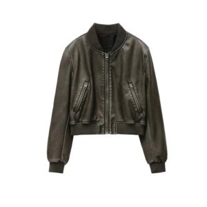 Street Fashion Faux Leren Bomberjack Voor Dames Opstaande Kraag Zwarte Korte Leren Jas - AliExpress 200000345