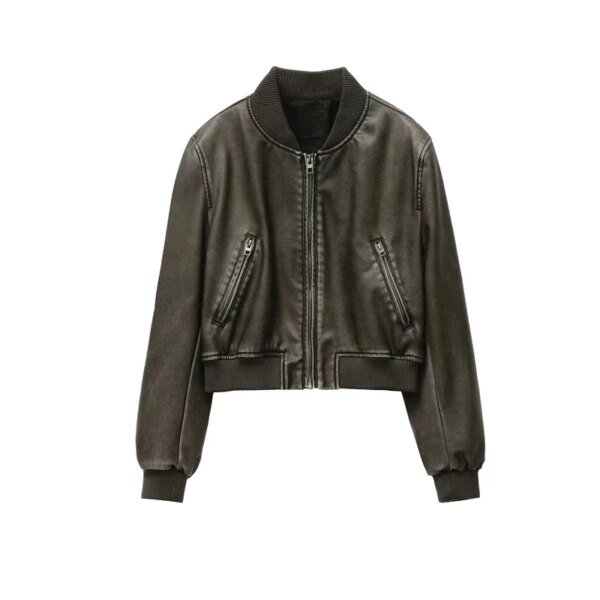 Street Fashion Faux Leren Bomberjack Voor Dames Opstaande Kraag Zwarte Korte Leren Jas - AliExpress 200000345