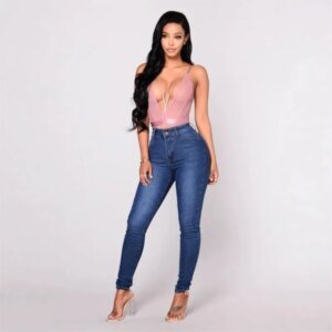 Vrouwen Hoge Taille Stretch Hip Lift Denim Skinny Broek Jeans Volledige Lengte Sexy Slanke Potlood Broek Gebleekte Effen Kleur Broek - AliExpress 200000345